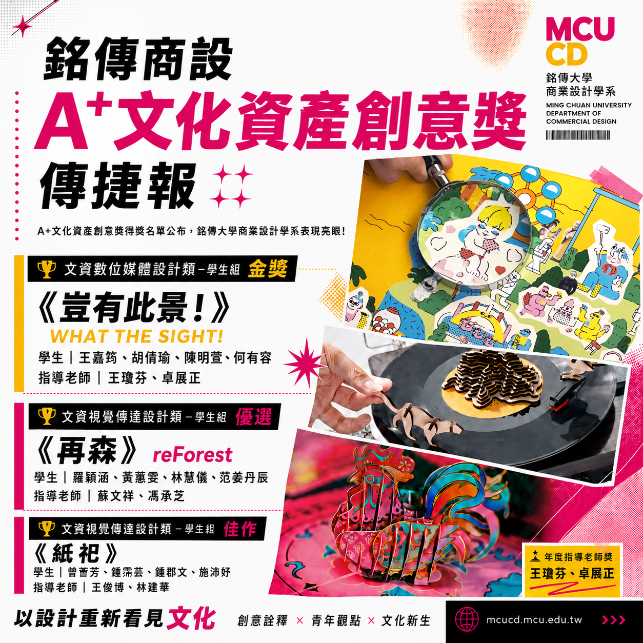 Featured image for “銘傳商設 A+文化資產創意獎傳捷報　金獎、優選、佳作齊發”